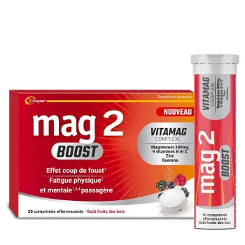 Mag2 Boost effet coup de fouet goût fruits des bois Cooper - boîte de 20 comprimés effervescents