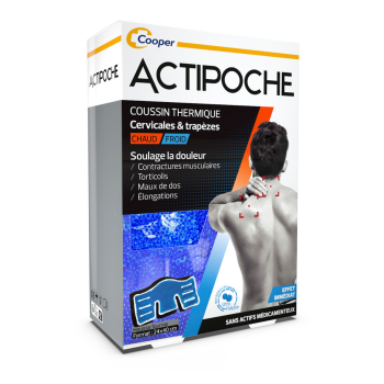 Actipoche cervicale et trapèzes microbilles coussin thermique chaud/ froid Cooper - 1 coussin 24x40 cm