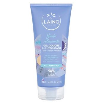Gel douche 3en1 hydratant Sieste Relaxante à la lavande bio Laino - tube de 200ml