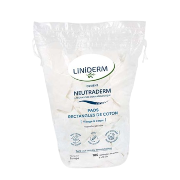 Pads rectangles de coton visage et corps Neutraderm - sachet de 180 rectangles 8 x 10cm 