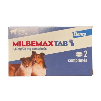 Milbemaxtab comprimé pour petits chiens et chiots - boite de 2 comprimés