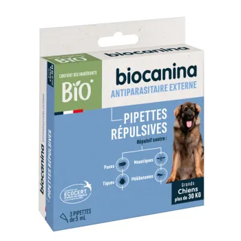 Pipettes répulsives pour chien de plus de 30kg Biocanina - boite de 3 pipettes de 5ml