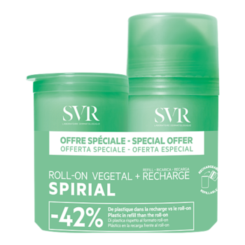 Spirial végétal déodorant SVR - roll-on de 50 ml + recharge 50ml