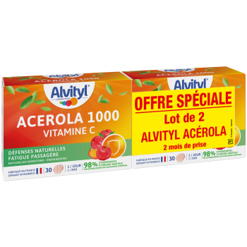 Acérola 1000 vitamine C Alvityl - 2 boites de 30 comprimés