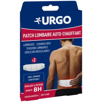 Patch lombaire auto-chauffant 8h Urgo - boite de 2 patchs 