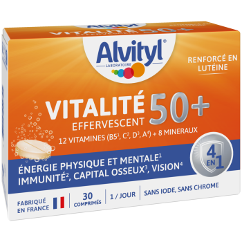 Vitalité 50+ effervescent Alvityl - boîte de 30 comprimés effervescents