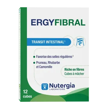 Ergyfibral transit intestinal Nutergia - boîte de 12 cubes à mâcher