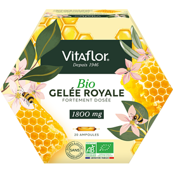 Gelée royale BIO 1800 mg Vitaflor - Boite de 20 ampoules
