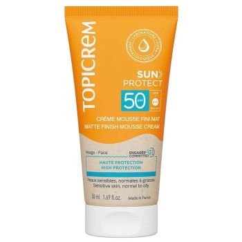 Sun Protect cr&egrave;me mousse fini mat SPF50 Topicrem - tube de 50ml