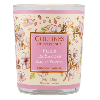 Bougie parfumée fleur de sakura Collines de Provence - bougie de 180g