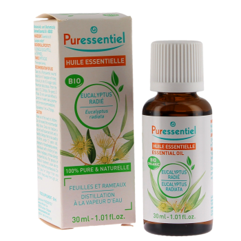 Huile essentielle Eucalyptus Radié bio Puressentiel - flacon compte-goutte de 30ml