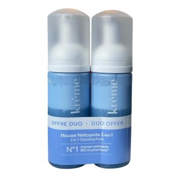 Mousse nettoyante 2-en-1 Kr&egrave;me - lot de 2 flacons-pompe de 150ml