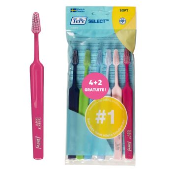 Pack brosses à dents souples Select TePe - lot de 6 brosses à dents