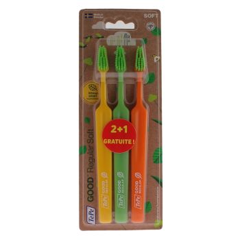 Brosse à dents Good regular soft TePe - pack de 2 brosse à dents + 1 gratuite