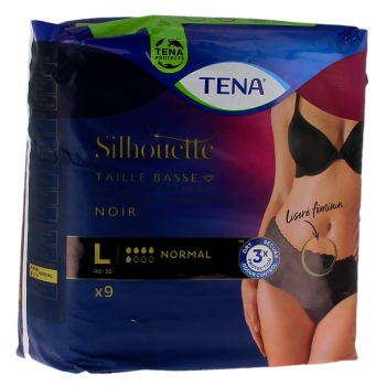 Lady silhouette plus slip taille haute noir taille M Tena - paquet de 9 protections