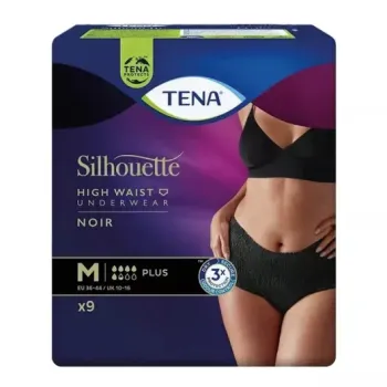 Lady silhouette plus slip taille haute noir taille M Tena - paquet de 9 protections
