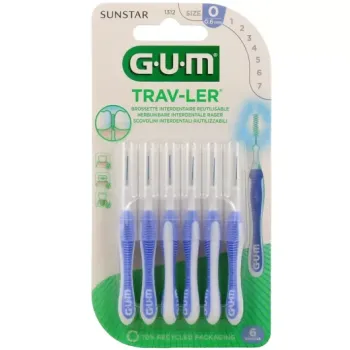 Brossette interdentaire antibactérienne Trav-ler 0.6 mm Gum - 6 brossettes