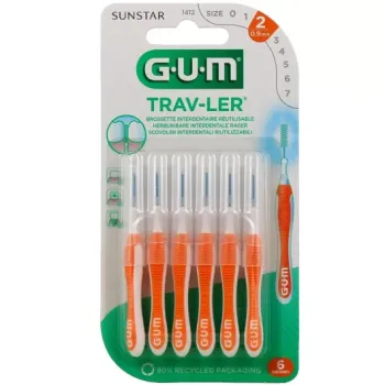 Brossette interdentaire antibactérienne Trav-ler 0.9 mm Gum - 6 brossettes