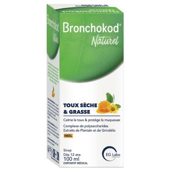 Bronchokod Naturel Sirop toux sèche et grasse miel EG Labo - flacon de 100ml