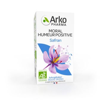 Arkogélules Safran moral humeur positive bio Arkopharma - boîte de 30 gélules