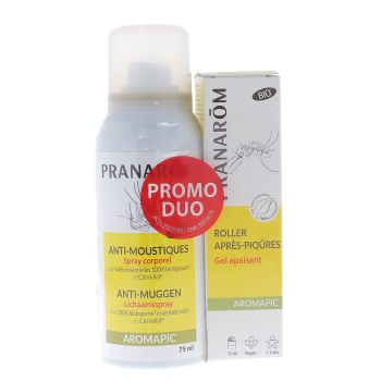 Aromapic Duo Spray corporel anti-moustiques + roller après-piqûres Pranarom - lot de 2 produits