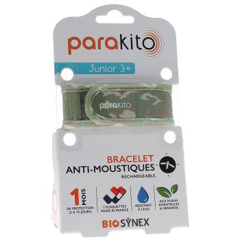 Bracelet anti-moustiques rechargeable junior Camouflage Para Kito - 1 bracelet + 2 recharges