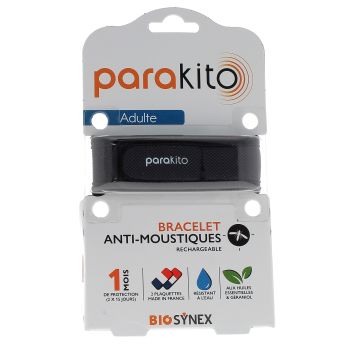 Bracelet anti-moustiques rechargeable noir Parakito - 1 bracelet + 2 recharges