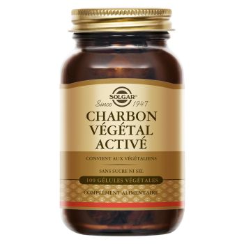 Charbon Végétal Activé Solgar - boîte de 100 gélules