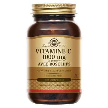 Vitamine C 1000mg avec Rose Hips Solgar - boite de 100 comprimés