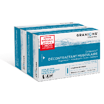 Décontractant musculaire Granions solution buvable en ampoule - lot de 2 boites de 30 ampoules