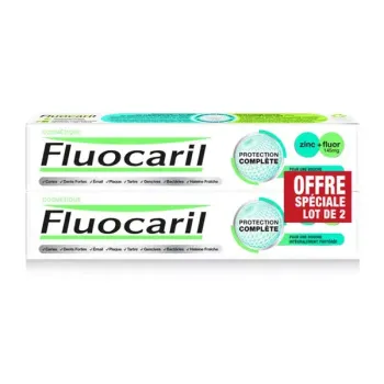 Dentifrice protection complète zinc+fluor Fluocaril - lot de 2 tubes de 75ml