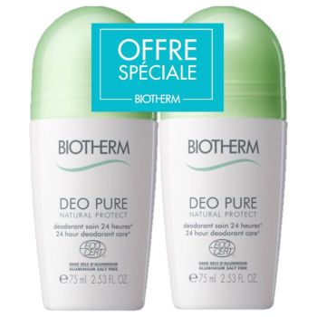 Déo pure natural protect déodorant Biotherm - lot de 2 roll-on de 75 ml