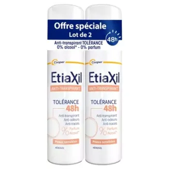 Déodorant anti-transpirant tolérance 48h peaux sensibles Etiaxil - lot de 2 sprays de 150ml