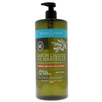Dermasens Savon liquide de Marseille parfum agrumes de provence Marque Verte - flacon-pompe de 1L
