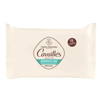 Dermato 48h lingettes déodorantes Rogé Cavaillès - paquet de 15 lingettes