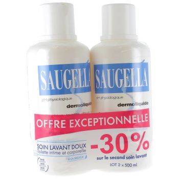 Dermoliquide émulsion lavante douce Saugella - 2 flacons de 500 ml