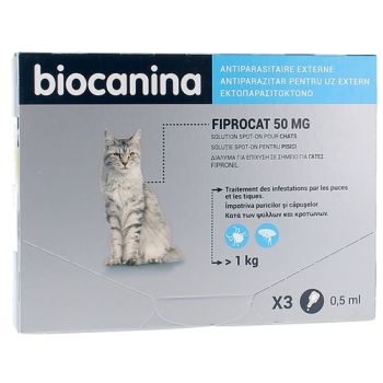 Fiprocat 50 mg Solution spot-on chats Biocanina - 3 pipettes de 0,5 ml
