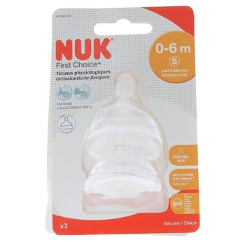 First Choice + Tétines physiologiques 0-6 mois NUK - 2 sucettes