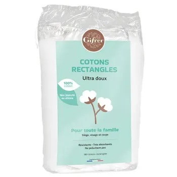 Cotons rectangles ultra doux Gifrer - 180 cotons
