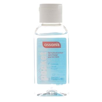 Gel hydroalcoolique pocket sans rinçage pour les mains Assanis - flacon de 100ml