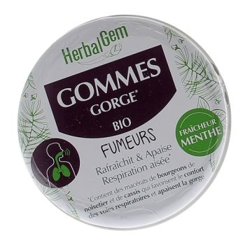 Gommes gorge bio fumeurs HerbalGem - boîte de 45g