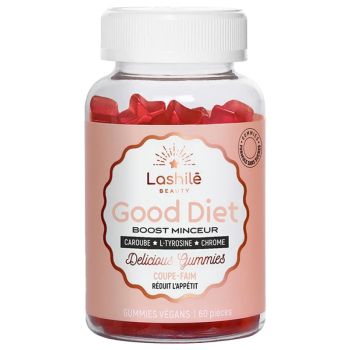 Good Diet boost minceur coupe-faim Lashilé Beauty - boîte de 60 gummies végan