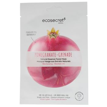 Masque visage revitalisant aux extraits naturels de grenade Eco Secret - un masque en tissu