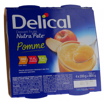 Nutra'pote Dessert aux fruits pomme Delical - lot de 4 pots de 200g