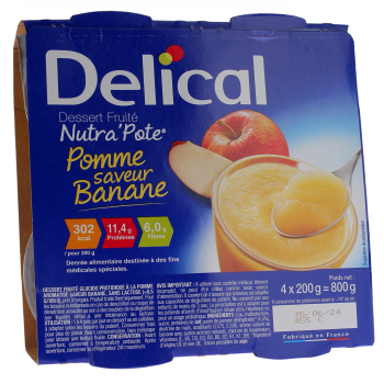 Nutra'pote Dessert aux fruits pomme banane Delical - lot de 4 pots de 200g