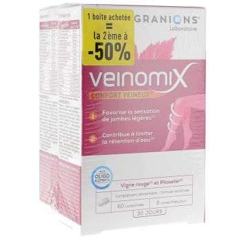 Offre Granions veinomix - lot de 2 boîtes de 60 comprimés