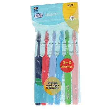 Pack brosses à dents souples Select TePe - lot de 6 brosses à dents