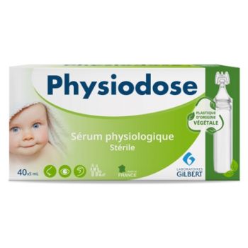 Physiodose sérum physiologique stérile Gilbert - boîte de 40 unidoses d'origine végétale de 5 ml
