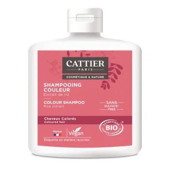 Shampoing sans sulfate cheveux colorés bio Cattier - flacon 250 ml