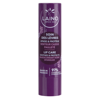 Soin des lèvres pailleté parfum cassis Laino - stick de 4 g